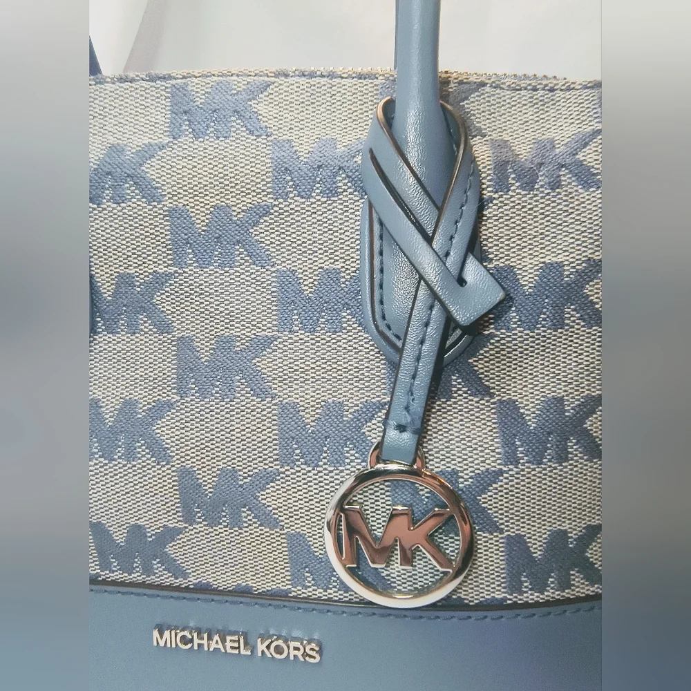 MICHAEL KORS Hyde Small Canvas & Leather Satchel / Crossbody in Denium Blue
